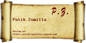 Petik Zomilla névjegykártya